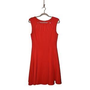 BETSEY JOHNSON $129 Scuba‎ Knit Cutout Neck Sleeveless Fit & Flare Dress Red 10
